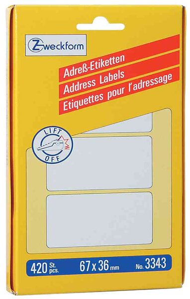 Étiquettes pr l'adressage, 67 x 38 mm, blanc avery zweckform