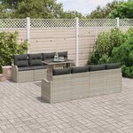 vidaXL Ensemble de canapé de jardin 7 Pièces Gris clair polyrotin