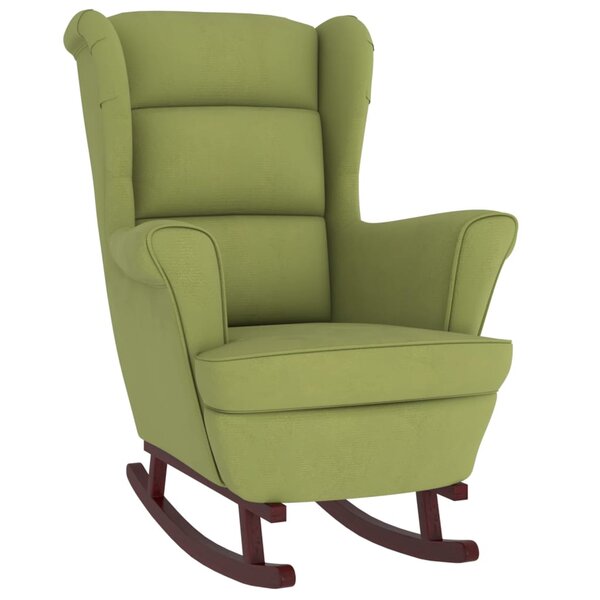 vidaXL Fauteuil à bascule et pieds en bois d'hévéa Vert clair Velours