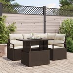 Ensemble de canapé de jardin 5 pièces en poly rattan marron