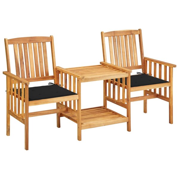 Chaises de jardin avec table à thé et coussins acacia solide 02_0013341