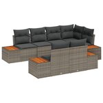 vidaXL Ensemble de canapé de jardin 7 pièces avec coussins gris