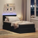 vidaXL Lit avec rangement et LED avec matelas Noir 90 x 200 cm tissu