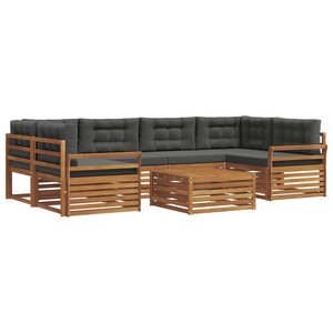 vidaXL Ensemble de canapés d'extérieur 7 pc Naturel et Anthracite