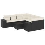 vidaXL Salon de jardin 9 Pièces avec coussins noir résine tressée