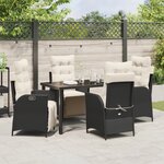 vidaXL Ensemble de 5 Chaises de Jardin en Rattan Noir