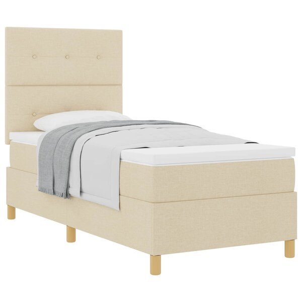 vidaXL Lit à ressorts avec matelas Crème 90 x 200 cm tissu