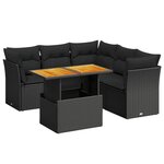 vidaXL Salon de jardin 5 Pièces avec coussins noir résine tressée