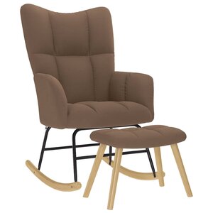 vidaXL Chaise à bascule avec repose-pied Marron Tissu