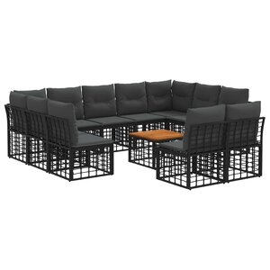 vidaXL Ensemble de canapés d'extérieur 12 Pièces Noir et Gris foncé