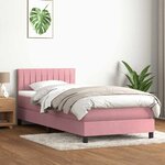 vidaXL Sommier à lattes de lit avec matelas et LED rose 80x220 cm velours
