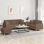 vidaXL Ensemble de canapés 3 Pièces avec coussins marron tissu