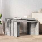 vidaXL Tables gigognes 3 Pièces gris béton bois d'ingénierie