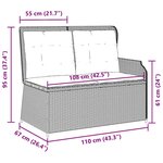 vidaXL Banc inclinable de jardin avec coussins marron résine tressée