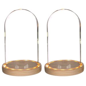 2 cloches en verre lumineuses 21 5 cm x Ø 14 cm