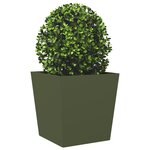 vidaXL Jardinière vert olive 50x50x50 cm acier