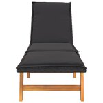 vidaXL Chaise longue avec coussin Résine tressée/bois massif d'acacia