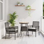 vidaXL Ensemble de salle à manger pour jardin 3 Pièces Noir Poly rotin