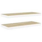 vidaXL Étagères flottantes 2 Pièces chêne et blanc 80x23 5x3 8 cm MDF
