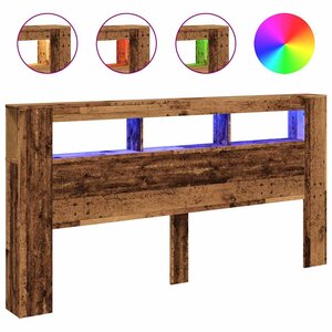 vidaXL Tête de lit à LED vieux bois 200x18 5x103 5cm bois d'ingénierie