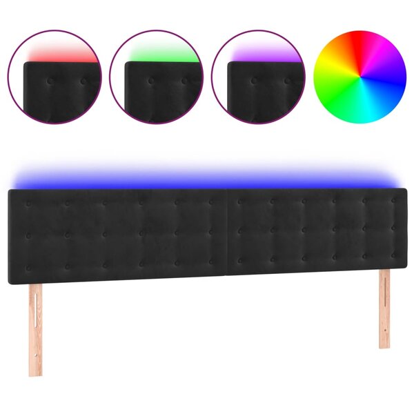 vidaXL Tête de lit à LED Noir 160x5x78/88 cm Velours