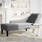 vidaXL Fauteuil long avec coussin et accoudoir droit gris clair tissu