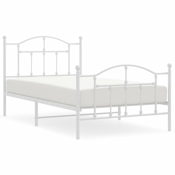 vidaXL Cadre de lit métal avec tête de lit/pied de lit blanc 100x190cm