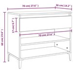 vidaXL Armoire à chaussure Blanc brillant 70x36x60 cm Bois ingénierie