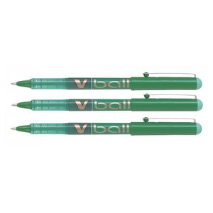 Stylo Roller Encre Liquide V-BALL 10 Pointe Large Vert x 3 PILOT