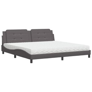 vidaXL Lit avec matelas Zadar gris 200x200 cm similicuir