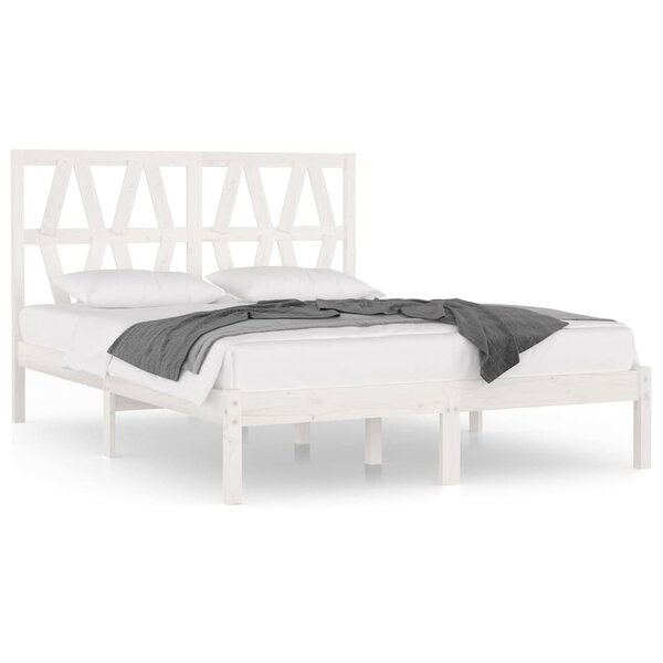 vidaXL Cadre de lit sans matelas blanc bois massif