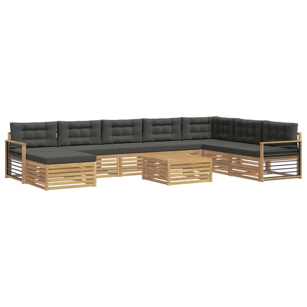 vidaXL Ensemble de canapés d'extérieur 9 pc Blanc et anthracite