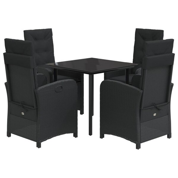 vidaXL Ensemble à manger de jardin coussins 5Pièces Noir Résine tressée