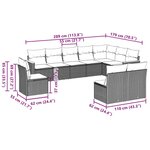 vidaXL Salon de jardin 10 Pièces avec coussins noir résine tressée