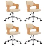vidaXL Chaises pivotantes à manger lot de 4 bois courbé et similicuir