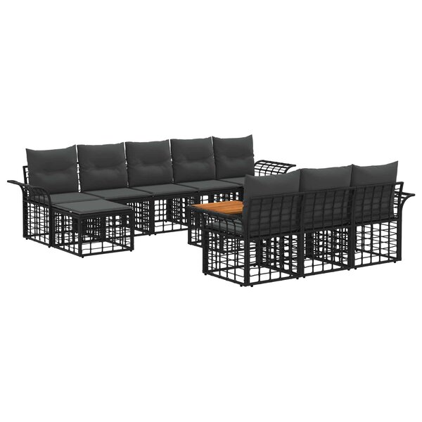 vidaXL Ensemble de canapés d'extérieur 11 Pièces Noir et Gris foncé