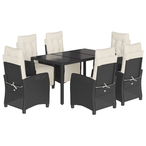 vidaXL Ensemble à manger de jardin coussins 7Pièces Noir Résine tressée