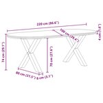 vidaXL Table à manger 220x100x74 cm bois de chêne massif ovale