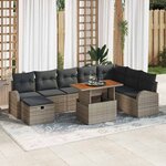 vidaXL Ensemble de canapé de jardin 9 Pièces Gris polyrotin
