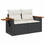 vidaXL Salon de jardin 7 Pièces avec coussins noir résine tressée