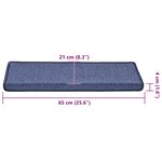 vidaXL Tapis d'escalier 30 pièces 65 x 21 x 4 cm Bleu Bord rectangulaire