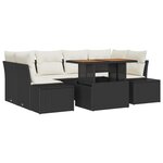 vidaXL Ensemble de Canapé de Jardin 7 Pièces avec Coussins Noirs en Rattan Poly