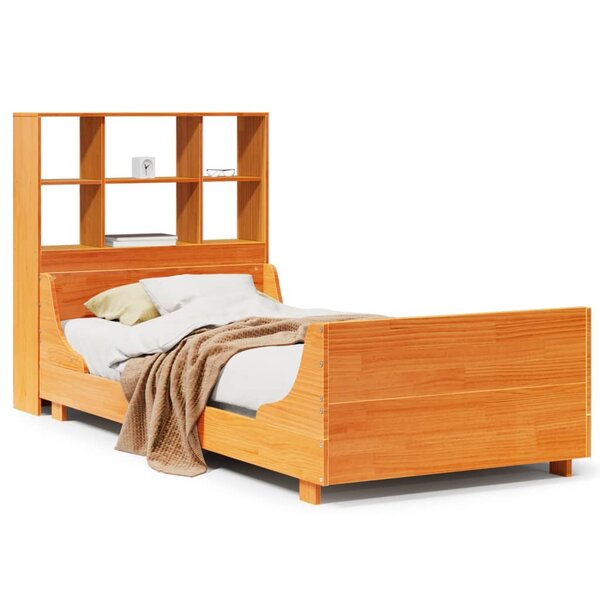 vidaXL Lit bibliothèque sans matelas cire marron 75x190 cm bois massif