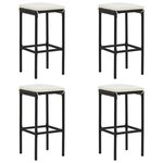 vidaXL Ensemble de bar de jardin 5 Pièces et coussins Résine tressée Noir