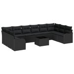 Ensemble de Canapé de Jardin de 11 Pièces avec Coussins Beige en Rotin Synthétique