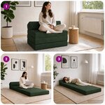 vidaXL Canapé-lit pliable Vert foncé 200 x 70 x 10 cm Tissu