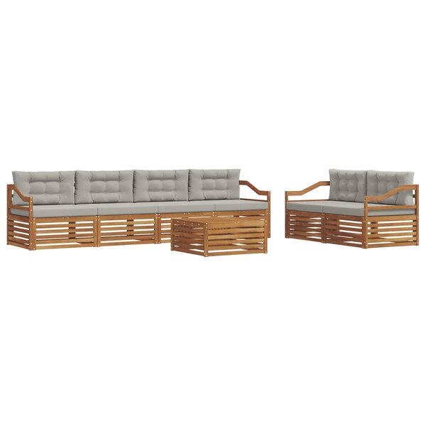 vidaXL Ensemble de canapés d'extérieur 7 pc Gris Naturel et Clair