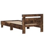 vidaXL Cadre de lit tête de lit et lumières LED chêne fumé 90x190 cm