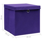 vidaXL Boîtes de rangement avec couvercles 4 Pièces 28x28x28 cm Violet