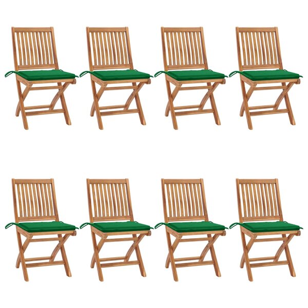 vidaXL Chaises pliables de jardin avec coussins 8 Pièces Teck solide